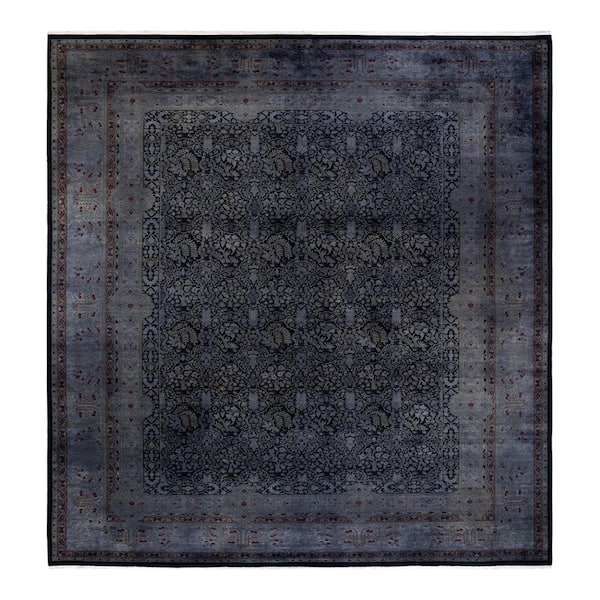 Fine Vibrance Black 10 X 14 Hand Knotted Wool Indoor Area Rug