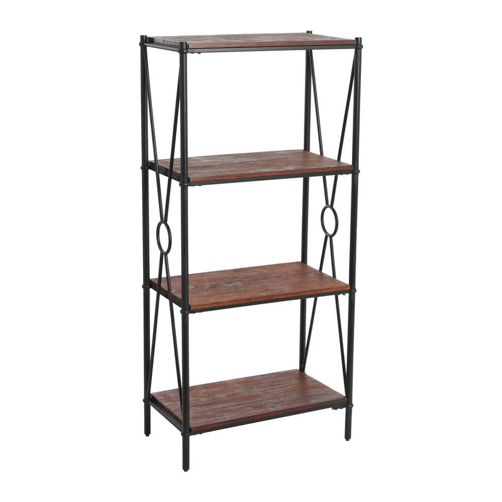 Storied Home Saratoga Rustic Solid Wood and Iron Shelf