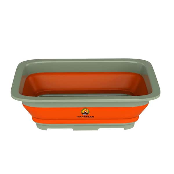 Wakeman Outdoors 10 in. L Collapsible Multi-use Portbale Wash Bin in Orange