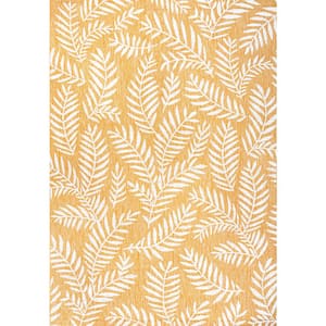 Nevis Palm Frond Yellow/Cream 9 ft. x 12 ft. Indoor/Outdoor Area Rug