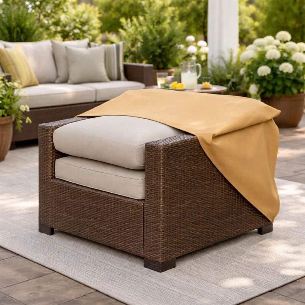 Light Brown Fabric Dust Cover Medium for Outdoor Chairs