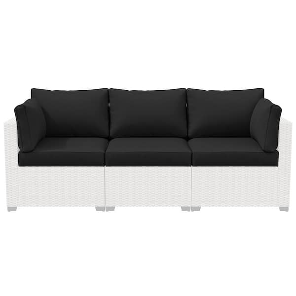 25.6 in. x 23.6 in. x 4 in. (8-Piece) Deep Seating Outdoor Lounge Chair Sofa Cushion with Lumber Pillow Cushion Black