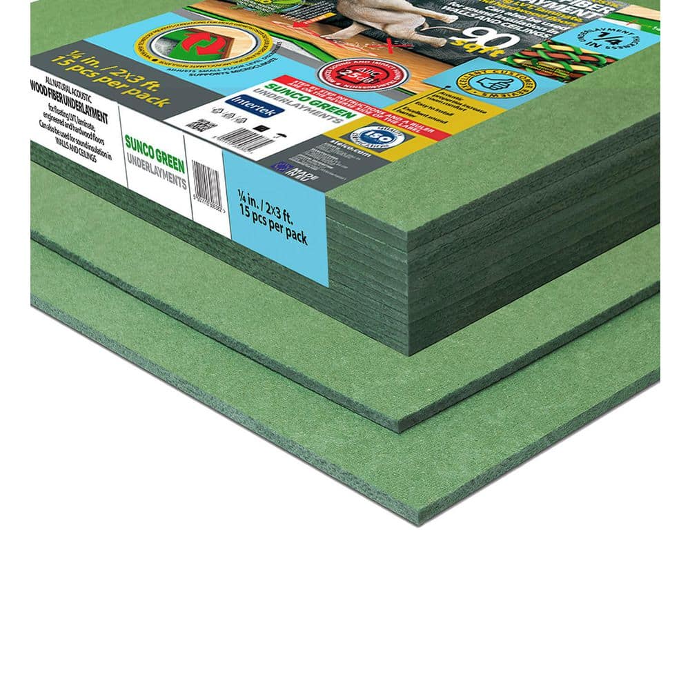 Green 6mm Wood Fiber Flooring Underlayment, 90 Sq Ft