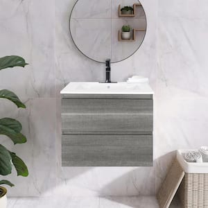 18 in. W x 19 in. H x 23 in. D Bath Vanity in Gray with MDF Cabinet Vanity Top in White with White Basin