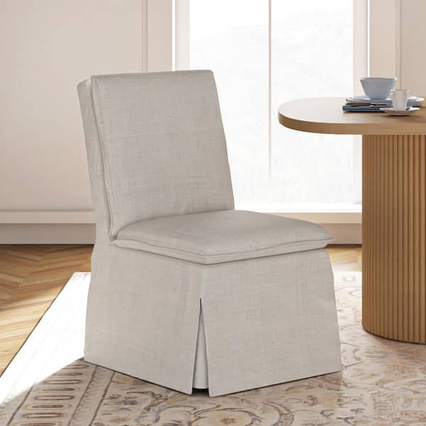 JAYDEN CREATION Vivian Ivory 19 in. W Removable and Washable Slipcover Dining Chair With Hidden Storage