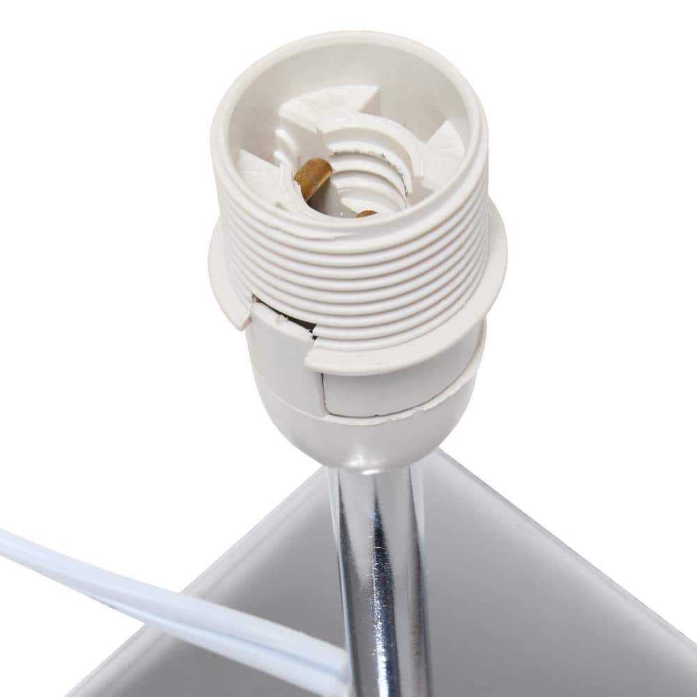 Mini Chrome Table Lamp with White Squared Fabric Shade