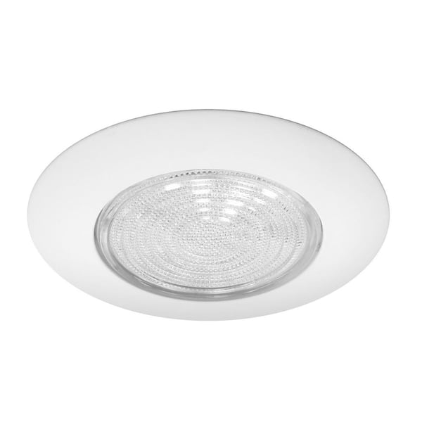 6 in. White Recessed Metal Fresnel Shower Trim with Glass Lens