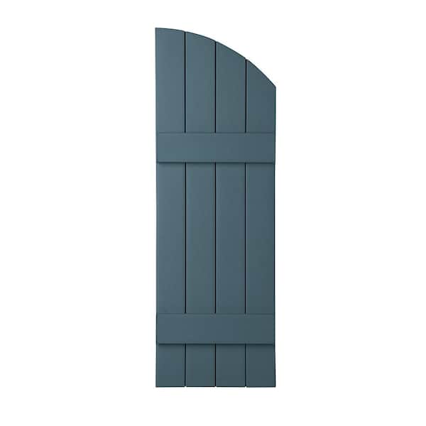 Ply Gem 15 in. x 43 in. Polypropylene Plastic 4-Board Closed Arch Top Board and Batten Shutters Pair in Coastal Blue