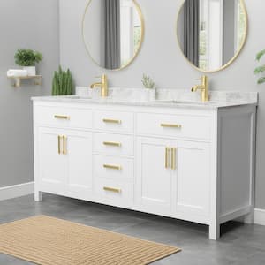 Beckett 72 in. W x 22 in. D x 35 in. H Double Sink Bath Vanity in White with Carrara Cultured Marble Top