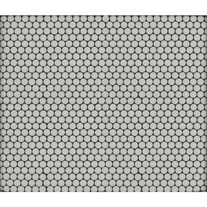 Penny Round Bianco 11.3 in. x 12.2 in. x 6 mm Glossy Ceramic Mesh-Mounted Mosaic Tile (14.4 sq. ft./case)