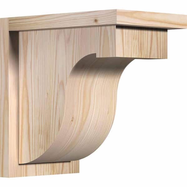 Ekena Millwork 7-1/2 in. x 12 in. x 12 in. Douglas Fir Del Monte Smooth Corbel with Backplate