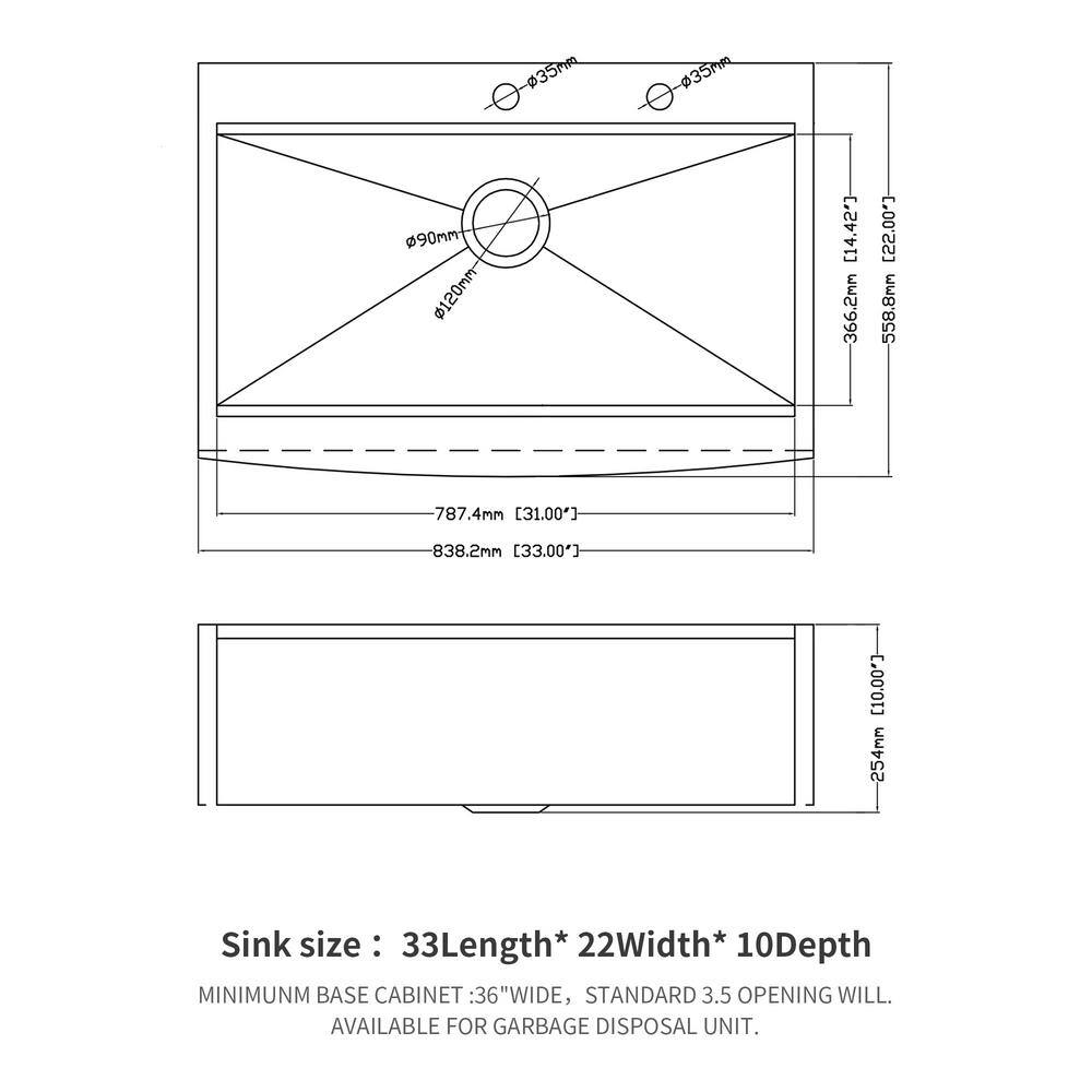 33'' Brushed Nickel Stainless Steel Farmhouse Kitchen Sink with Accessories