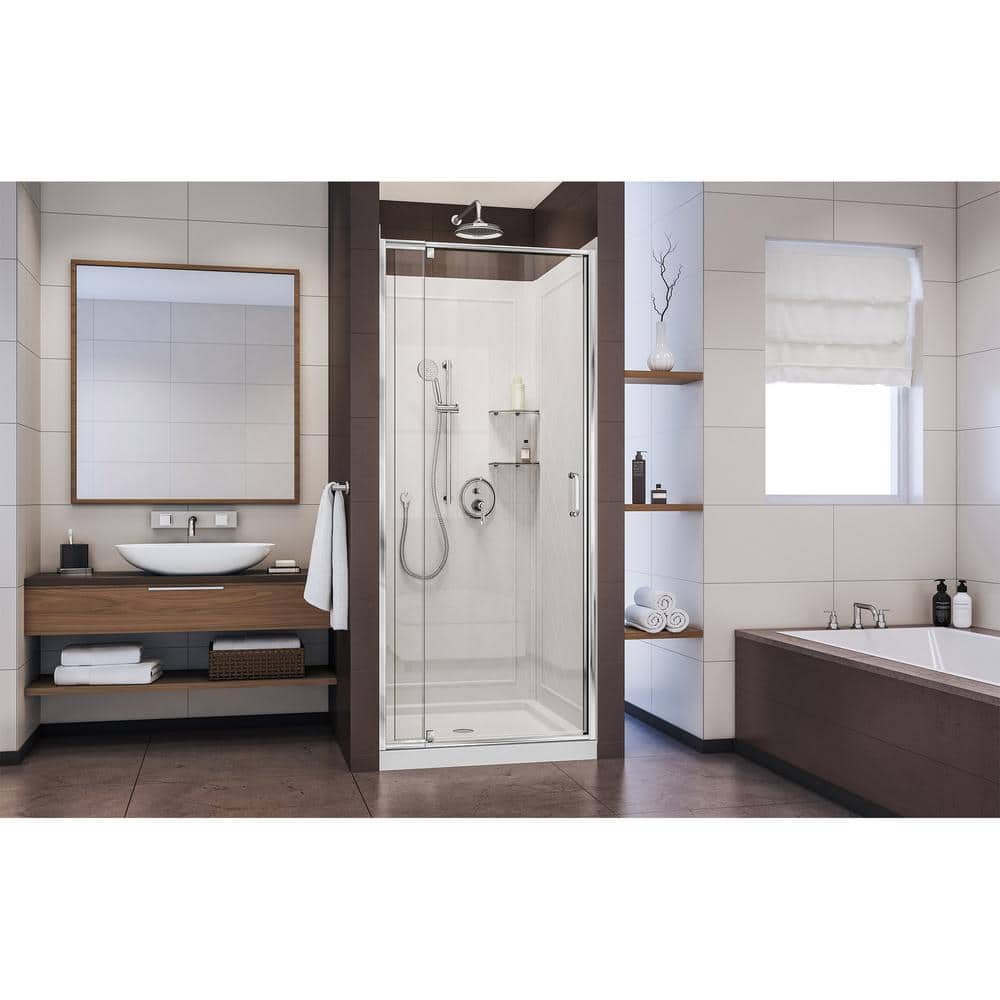 Flex 36" Brushed Nickel Frameless Pivot Shower Kit