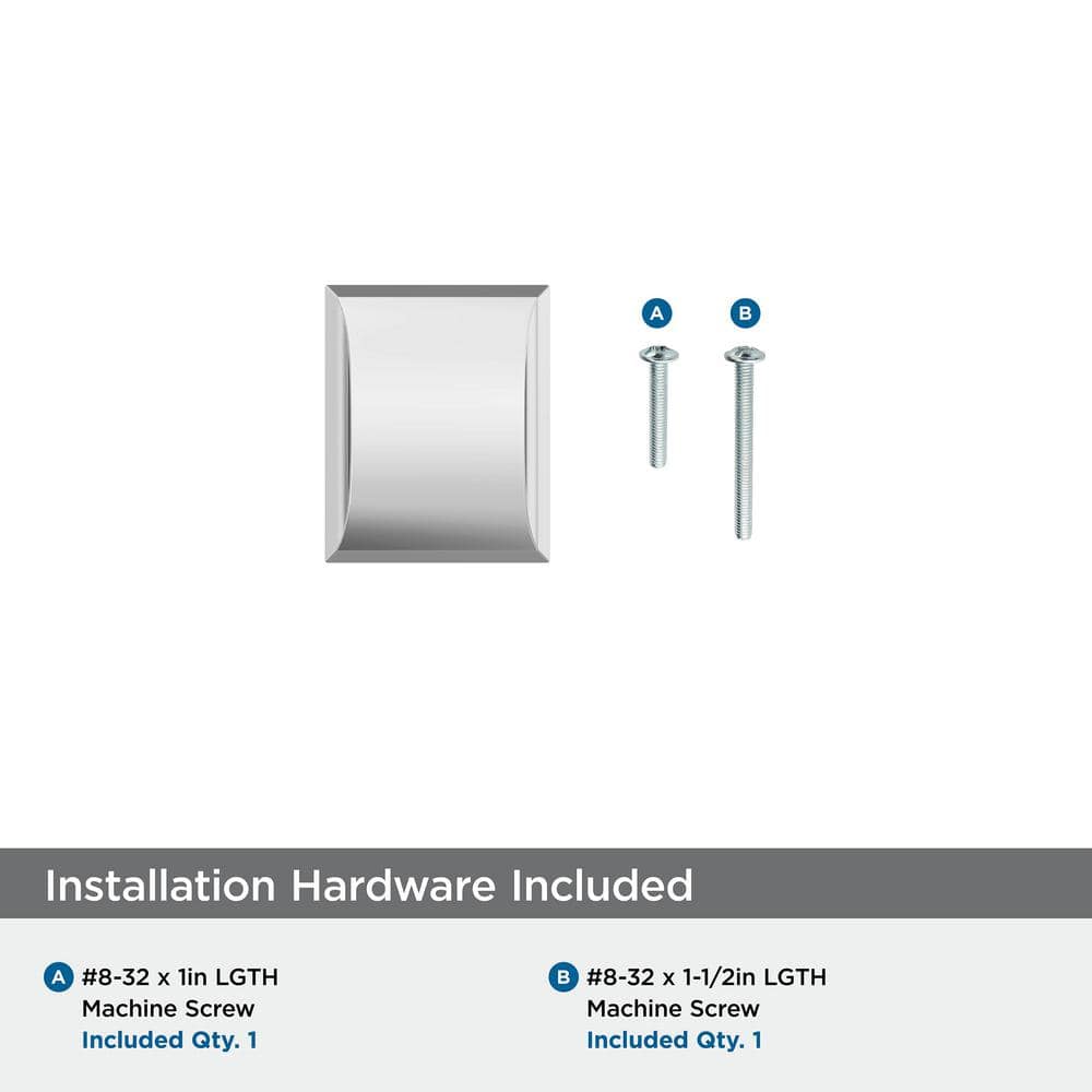 Polished Chrome Rectangular Cabinet Knob with Mounting Hardware