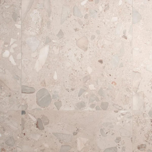 Sarto Grande Sand Beige 35 in. x 35 in. Terrazzo Look Semi-Polished Porcelain Floor and Wall Tile (17.64 sq. ft. / Case)