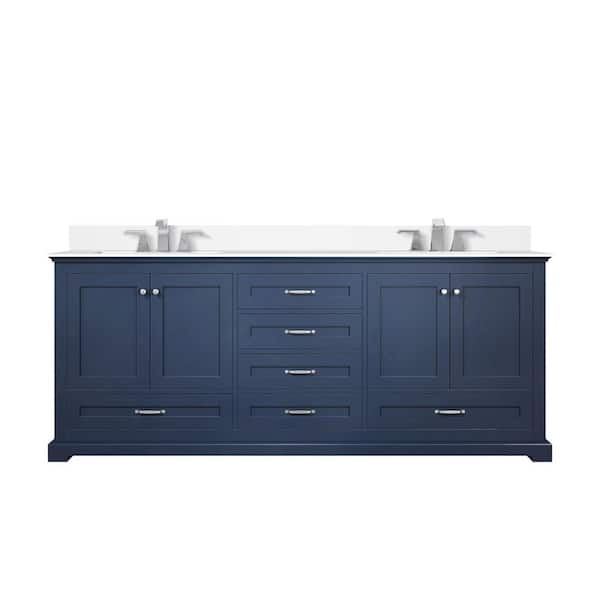 Lexora Dukes 80 in. W x 22 in. D Navy Blue Double Bath Vanity with ...