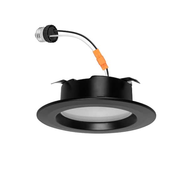 4 in. Integrated LED Black Recessed Retrofit Light Trim with Selectable Color Temperature, (1-Pack)