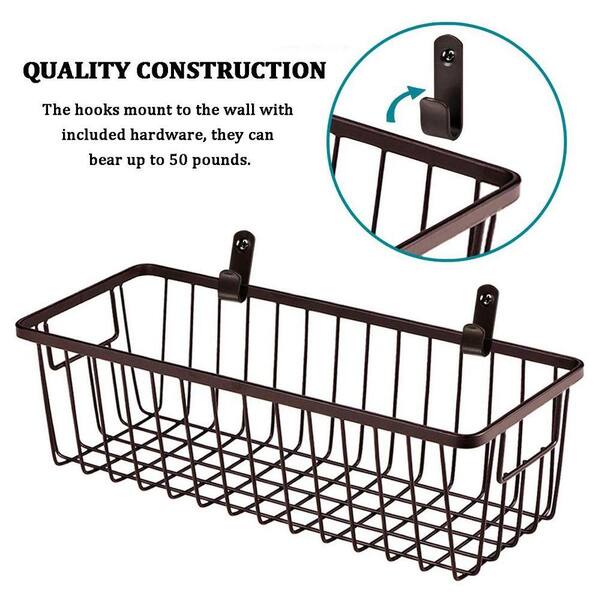 Bronze 11 in. x 3.5 in. Metal Decorative Basket Set of 4 with Wall