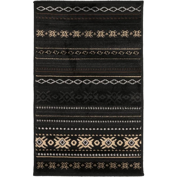 Livabliss Zuni Black Doormat 2 ft. x 3 ft. Indoor Area Rug