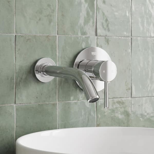 VIGO Olus Single Handle Wall Mount Bathroom Faucet in Chrome