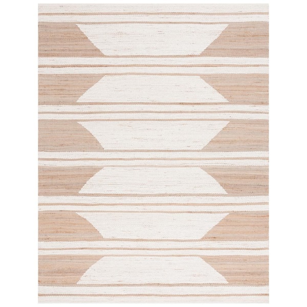 Natural Fiber Beige/Ivory 8 ft. x 10 ft. Striped Woven Area Rug