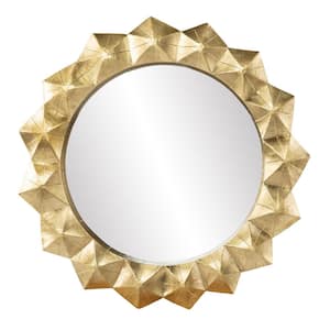 Orivesi 31.75 in. W x 31.75 in. H Round MDF Contemporary Framed Gold Decorative Wall Mounted Mirrors