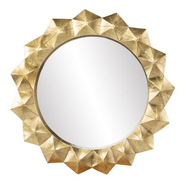 SEI FURNITURE Orivesi 31.75 in. W x 31.75 in. H Round MDF Contemporary Framed Gold Decorative Wall Mounted Mirrors