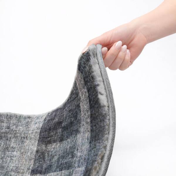 Dream Shag Premium Machine Washable Abstract ADS568 Navy 8 ft. x 8 ft. Round Rug