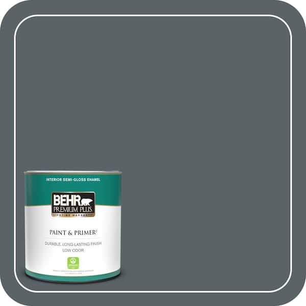 BEHR PREMIUM PLUS 1 qt. Home Decorators Collection #HDC-AC-25 Blue Metal Semi-Gloss Enamel Low Odor Interior Paint & Primer