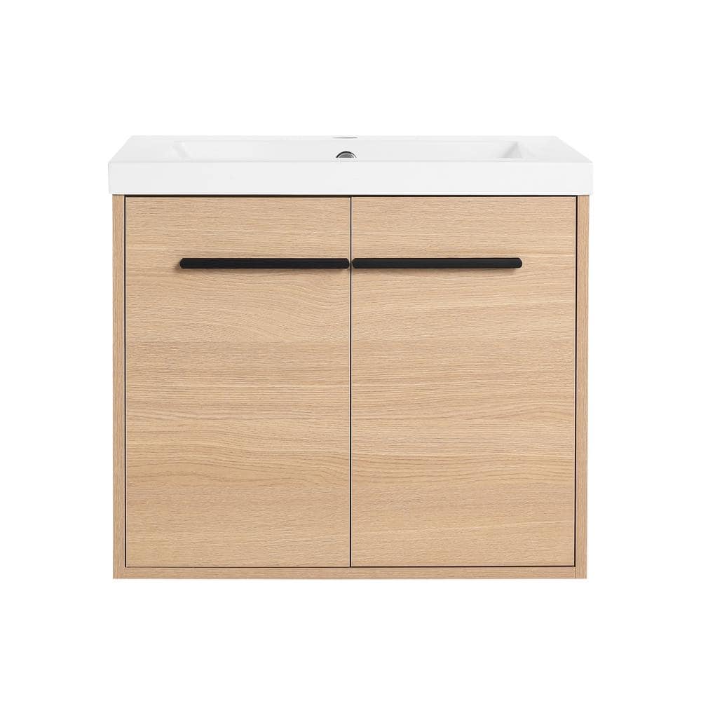 24in. W x 18in. D x 20in. H Wall Mounted Single Sink Bathroom Vanity in Oak