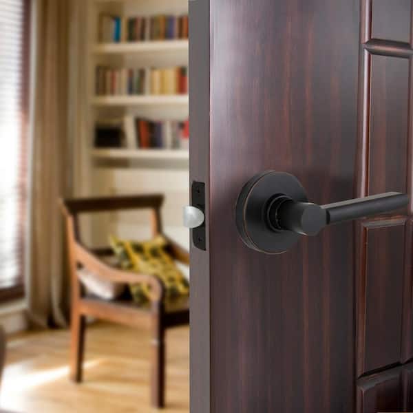 Tonebridge Aged Bronze Hall/Closet Door Lever with Round Rose 12-Pack