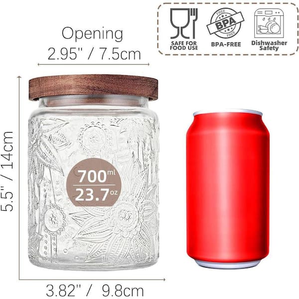 Lynzavix 1-Piece Airtight Decorative Vintage Glass Jar with Wooden