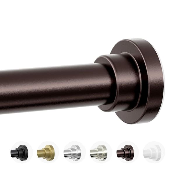 74 in. Adjustable No Drill Non Slip 1 Dia Shower Curtain Spring Tension Rod in Bronze for Bathroom