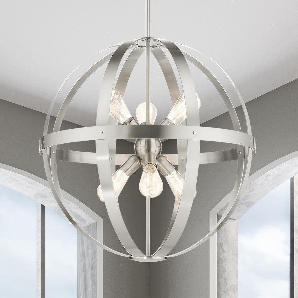 Brushed Nickel Sputnik 6-Light Pendant Chandelier