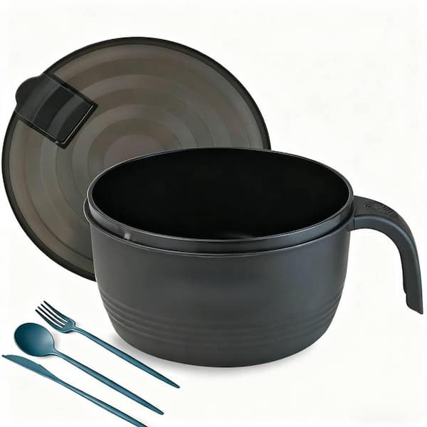 45 fl. oz. Black Polypropylene Microwave Ramen Bowl, Ramen Bowl Gift for College Boys Girls Male Female Dorm Room