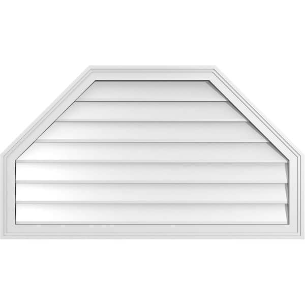Ekena Millwork 42 in. x 24 in. Octagonal Top Surface Mount PVC Gable Vent: Decorative with Brickmould Frame