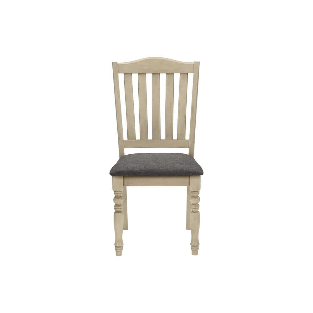 Gray Fabric Dining Chair Set of 2 with Wood Legs