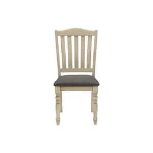 Gray Fabric Dining Chair Set of 2 with Wood Legs