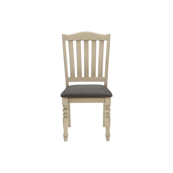 Unbranded Gray Fabric Dining Chair Set of 2 with Wood Legs