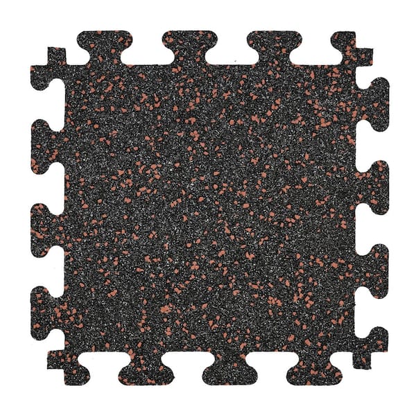 Unbranded Rubber Gym Tiles with Brick Colored Flake 18 in. x 18 in. 8mm Thick Interlocking Tile (6 Tiles/Case) (13.875 sq. ft.)