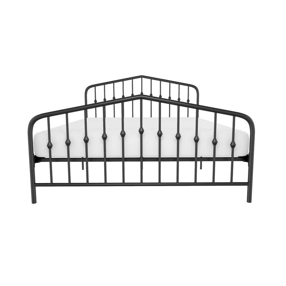 Novogratz Bushwick Queen Black Metal Bed with Round Finials