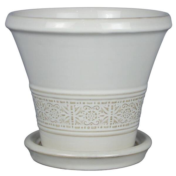 Trendspot 7 in. Ivory Flare Ceramic Planter