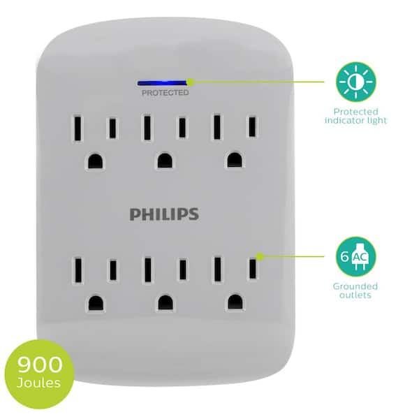 Philips 4-Outlet WiFi Wall Tap, White