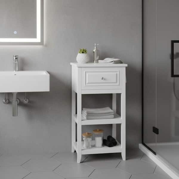 Teamson Home Johnston 15 in. W x 28 in. H x 11-1/8 in. D 2-Shelf Bathroom Linen Storage Floor Cabinet in White