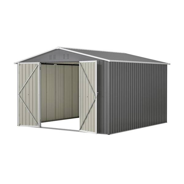 ToolCat 10 x 10 ft Outdoor Metal Storage Shed, Lockable Doors