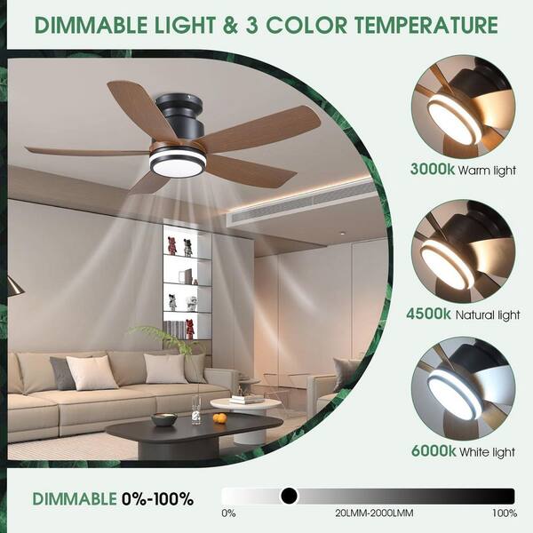 Kviflon 41 in. Indoor/Outdoor Flush Mount Black Ceiling Fan with