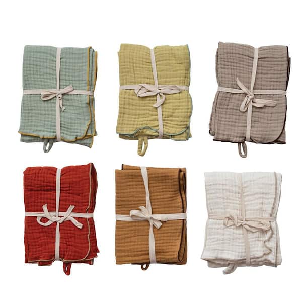 Storied Home Multi-Color Waffle Knit Woven Double Cotton Cloth Tea Towels (Set of 6)