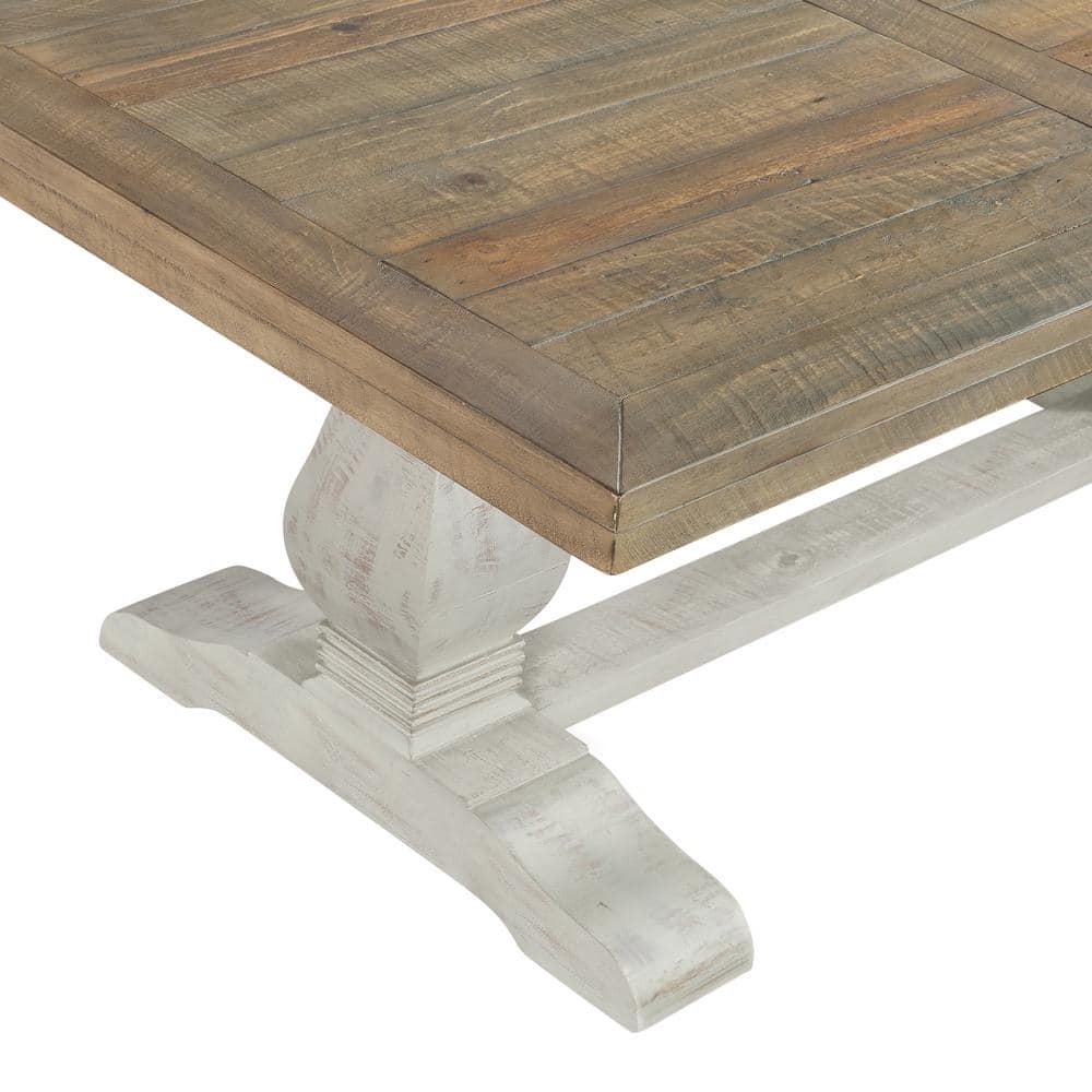 Napa 50" White and Natural Wood Pedestal Coffee Table