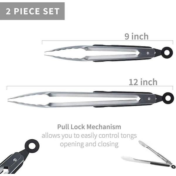 Blossom Stainless Built Heavy Duty New Cooking Tongs 12” And 9” Kitchen  Tongs For Cooking With Non Slip Grip, Hanging Ring Kitchen Tool - Quality