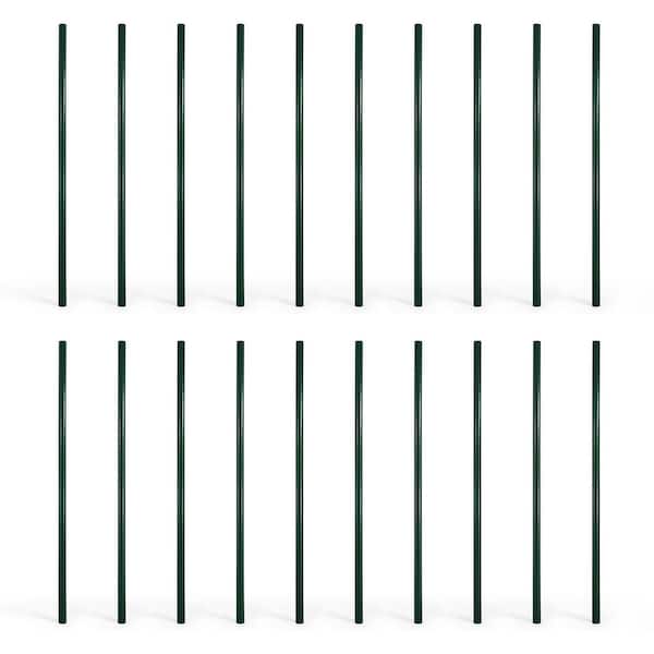 Black Galvanized 1-7/8 in. x 1-7/8 in. x 7 ft. Steel Line Chain Link Fence Post (20-Pack)